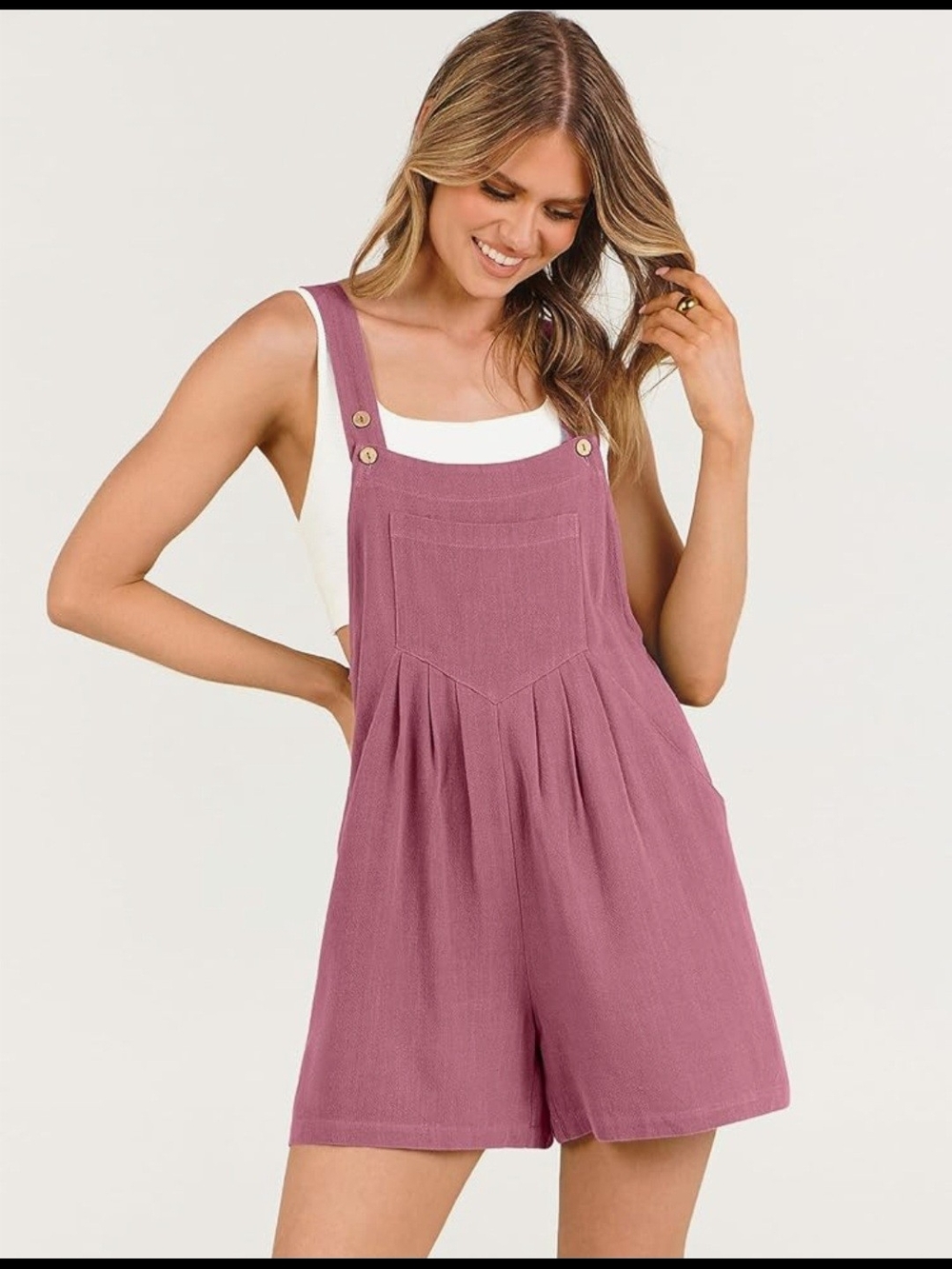 ANRABESS Women's Linen Rompers Summer Casual Beach Loose Short Jumpsuit